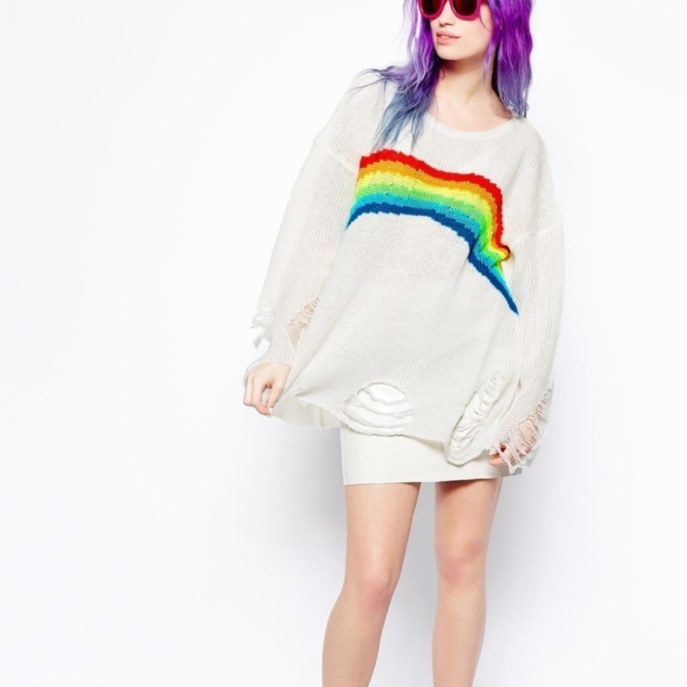 Wildfox White Label Lennon Rainbow Sweater XS